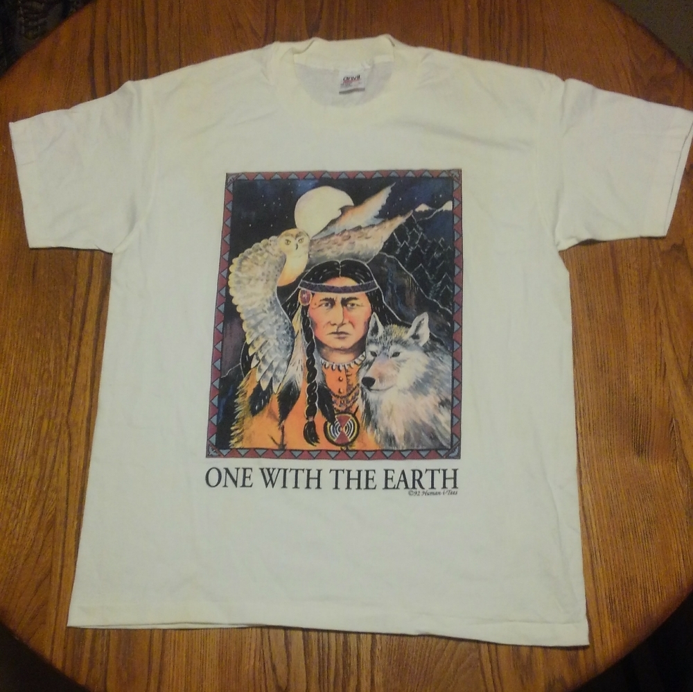 Vintage 🔥 One With The Earth 🌎 Zen Shirt 1992 Large 90s 💎 Vtg Gem Native
